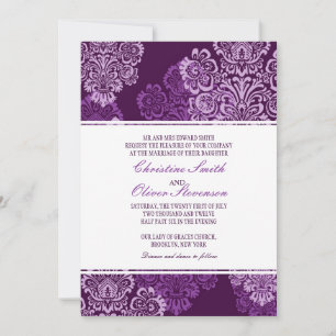 Convite para Casamento tema damasco de beringela