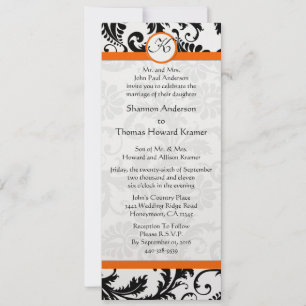 Convite para Casamento tema damasco de cor branca