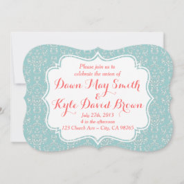 Convite para Casamento tema damasco de Coral de Mi