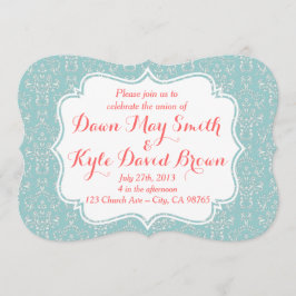 Convite para Casamento tema damasco de Coral de Mi