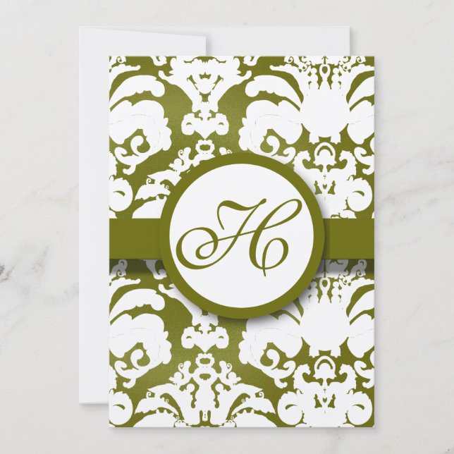 Convite para Casamento tema damasco de Oliva Monog (Frente)