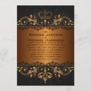 Convite Para Casamento tema damasco De Ouro    Vin