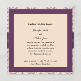 Convite para Casamento tema damasco de Plum e Cham