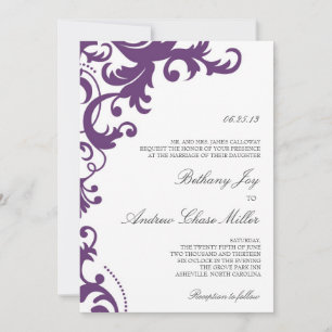 Convite para Casamento tema damasco Elegante de Pl