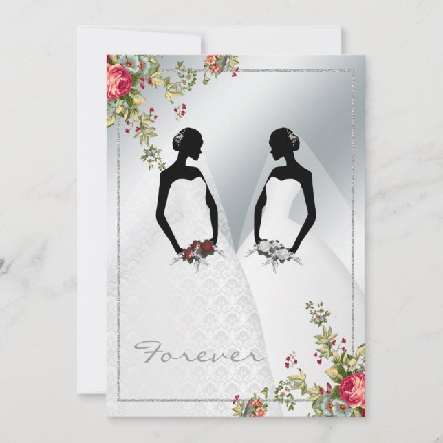 Convite para Casamento tema damasco Elegante Gay S (Frente)