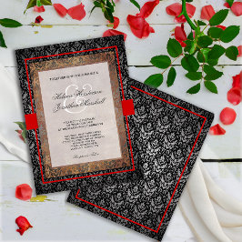 Convite para Casamento tema damasco Elegante Tusca