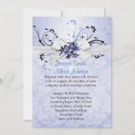 Convite para Casamento tema damasco Floral Azul El