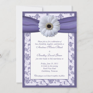Convite para Casamento tema damasco Floral Branco 