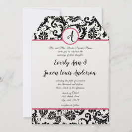 Convite para Casamento tema damasco Floral Preto e