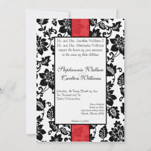 Convite para Casamento tema damasco Floral Preto/V