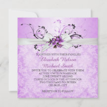 Convite para Casamento tema damasco Floral Roxo El