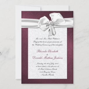 Convite para Casamento tema damasco Maroon