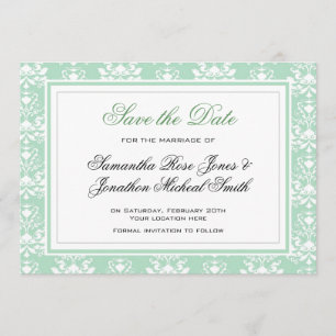 Convite para Casamento tema damasco Mint e White