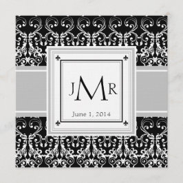 Convite para Casamento tema damasco Monograma