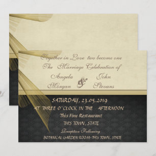 Convite para Casamento tema damasco Na moda negro 