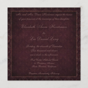 Convite para Casamento tema damasco Plum Vintage