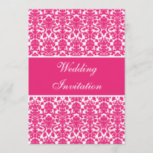 Convite para Casamento tema damasco Rosa Vintage E