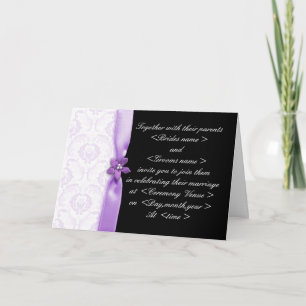 Convite para Casamento tema damasco roxo e preto