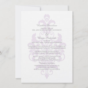 Convite para Casamento tema damasco Roxo Sutil