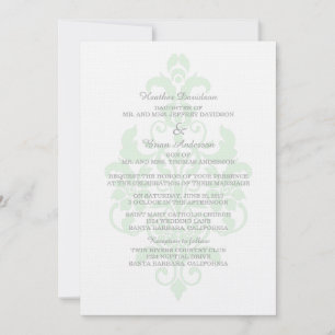 Convite para Casamento tema damasco Verde