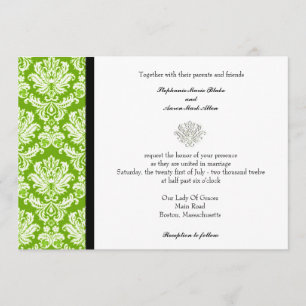 Convite para Casamento tema damasco Verde da Apple