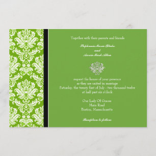 Convite para Casamento tema damasco Verde da Apple