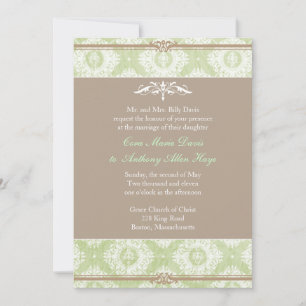 Convite para Casamento tema damasco Verde Vitória