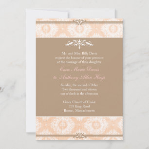 Convite para Casamento tema damasco Vitória Rosa