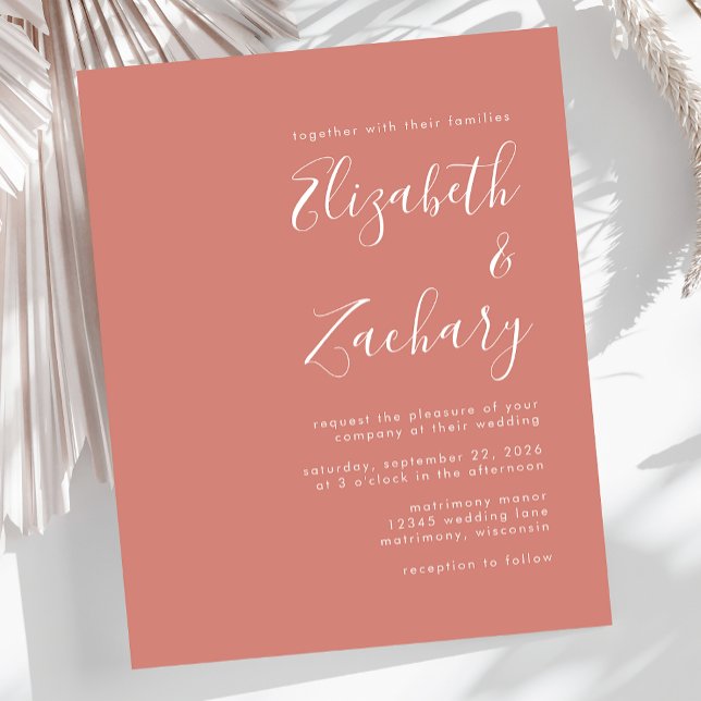 Convite para Casamento Terracotta de Script Modern (Criador carregado)