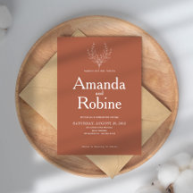 Convite para Casamento Terracotta Elegante Simples