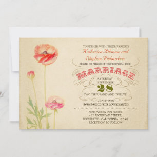 convite para casamento tipográfico colorido vintag