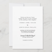 Convite para Casamento Tradicional de Caligrafia S