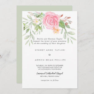Convite para Casamento Tradicional de Peony primav
