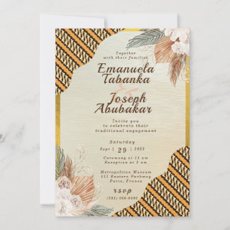 Convite para Casamento Tradicional Orange Ivory Ke