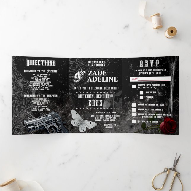 Convite para Casamento Triplo 5x7 Adeline Za (Dentro)