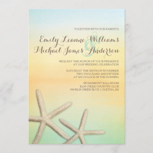 Convite para Casamento Tropical de Starfish Sunset