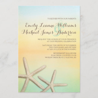 Convite para Casamento Tropical de Starfish Sunset