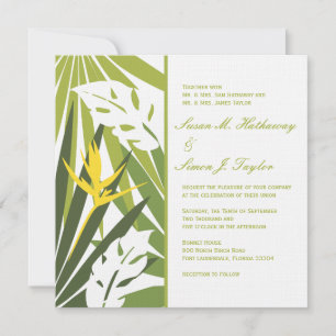 Convite para Casamento Tropical Floral - Amarelo V