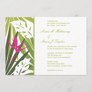 Convite para Casamento Tropical - Verde e Rosa