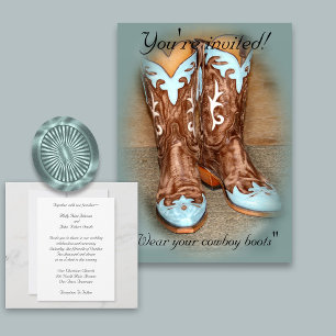 Convite para Casamento Turquoise Western Boots