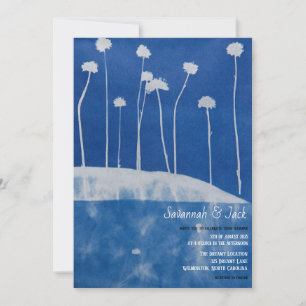 Convite para Casamento Único de Azul Artístico