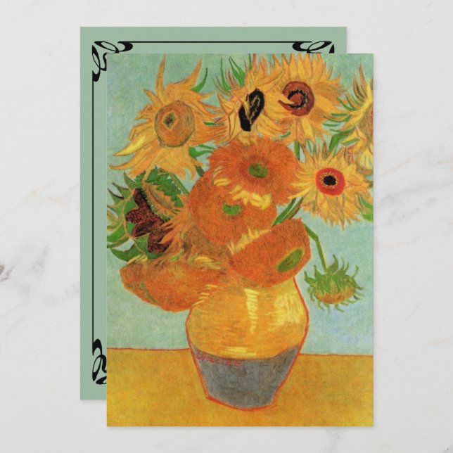 Convite Para Casamento Van Gogh Sunflower (Frente/Verso)