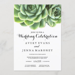 Convite para Casamento Vegetal Elegante Suculente