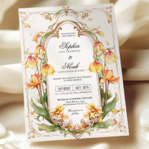 Convite para Casamento Verde Amarelo Elegante