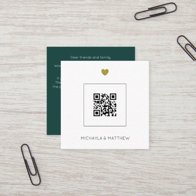 Convite para Casamento Verde com Código QR Minimal (Frente/Verso In Situ)