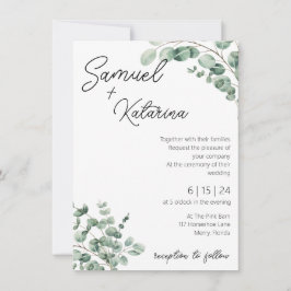 Convite para Casamento Verde com Detalhes