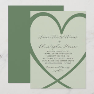 Convite para Casamento Verde da Elegante Heart Sag