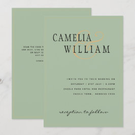 Convite para Casamento Verde da Sage Moderna