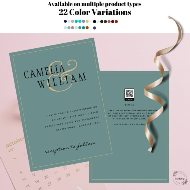 Convite para Casamento Verde da Sage Moderna (Criador carregado)