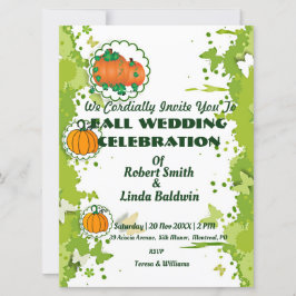 Convite para Casamento Verde de Abóbora Laranja